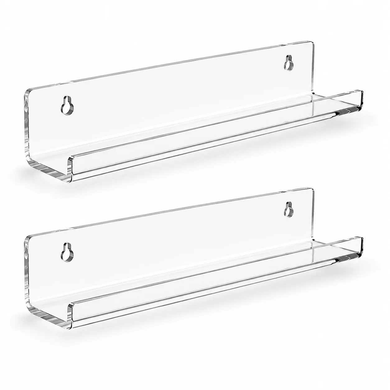 Étagère murale en acrylique, présentoir transparent, 3 options de montage, pour disques vinyles, CD, magazines, adapté aux locataires, lot de 2
