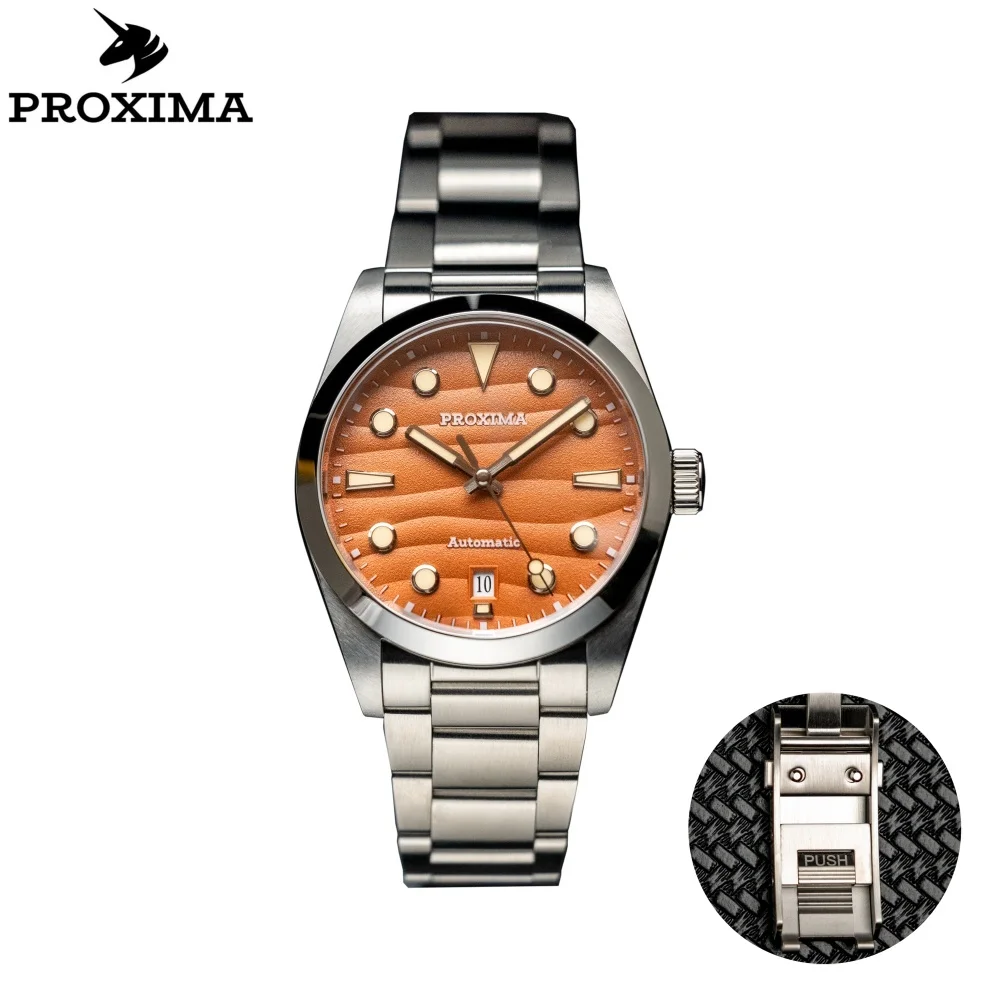 

Proxima 37mm Vintage Men Wristwatches PT5000 Movement Desert Texture Dial Sport Watches Sapphire Glass 20Bar Relogio PX1690-CC