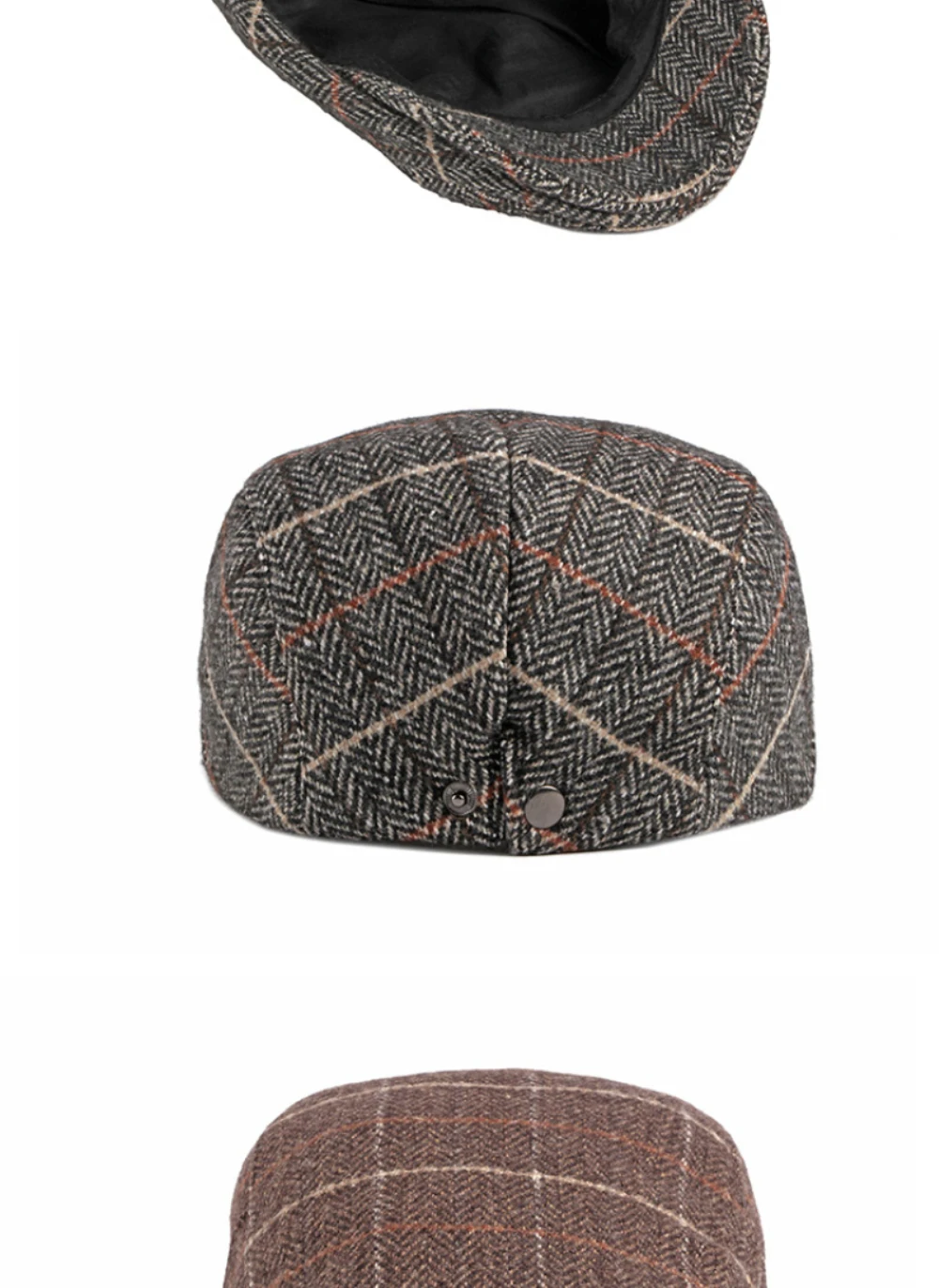 HT2903 Baskenmützen für Männer und Frauen, Retro-Künstler-Malermütze, karierte Baskenmütze, flache Ivy-Mütze für Damen und Herren, 2026 neue Herbst-Winter-Wollmütze. – Detail 6