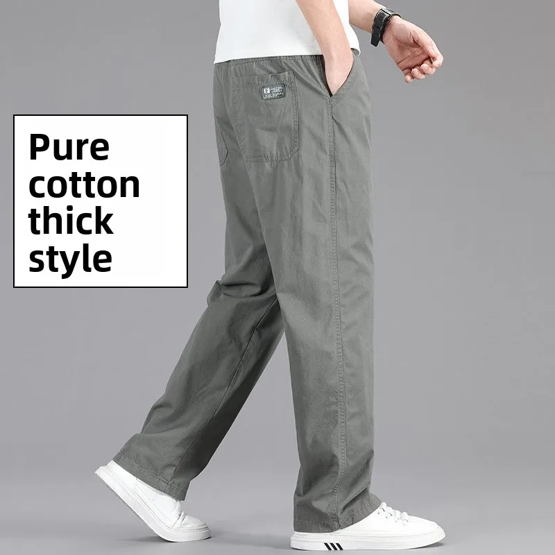 100 % Baumwolle, Outdoor, Arbeitshose, modisch, für Herren, für Reisen, zum Radfahren, für Sport, locker geschnitten, gerade Passform, Freizeithose – Detail 3