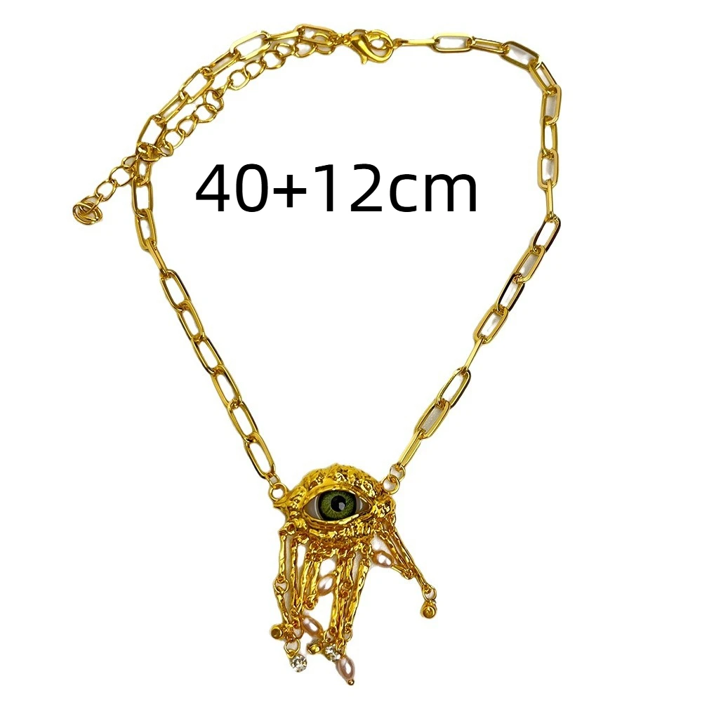 Collar Vintage de ojos de demonio con borlas, collar de ojo de diablo con perlas de imitación, collar con colgante exagerado a la moda para mujer y niña