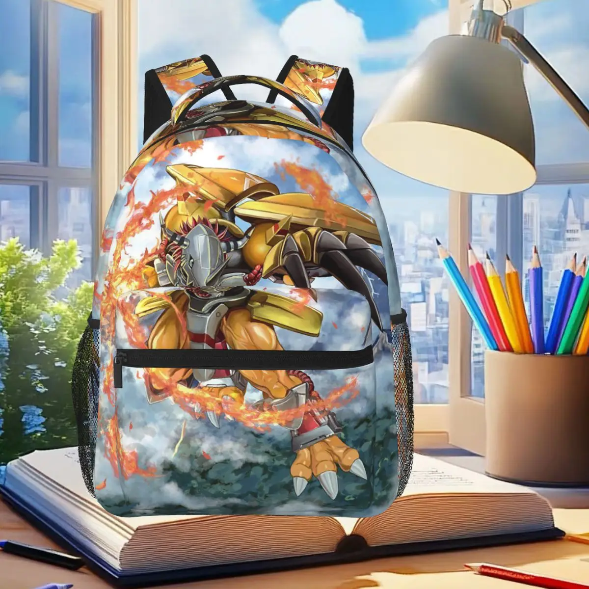 

Anime Digimon War Greymon Backpack Student Boys Girls BookBag Children School Bag Computer Shoulder Bags for Men Women