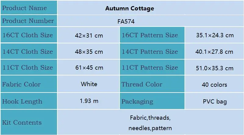 Joy Sunday Cross Stitch Kits Autumn Cottage HD Pattern Aida 16CT 14CT 11CT DMC Threads DIY Hand Embroidery Kit Art Craft New Hot