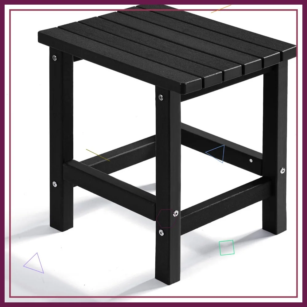 Meja Samping Luar Ruangan HDPE Tahan Cuaca untuk Patio, Halaman Belakang, Kolam Renang - Perawatan Mudah dalam Warna Hitam