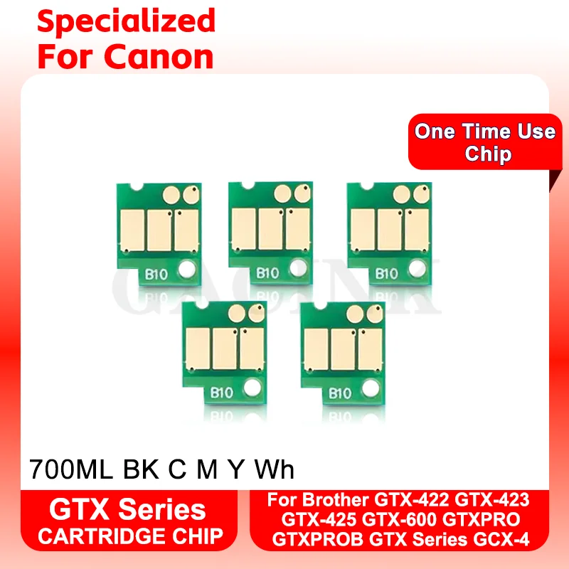 GTX Series Chip One Time Use 700ML For Brother GTX-422 GTX-423 GTX-425 GTX-600 Printer 5 Colors Cartridge Chip