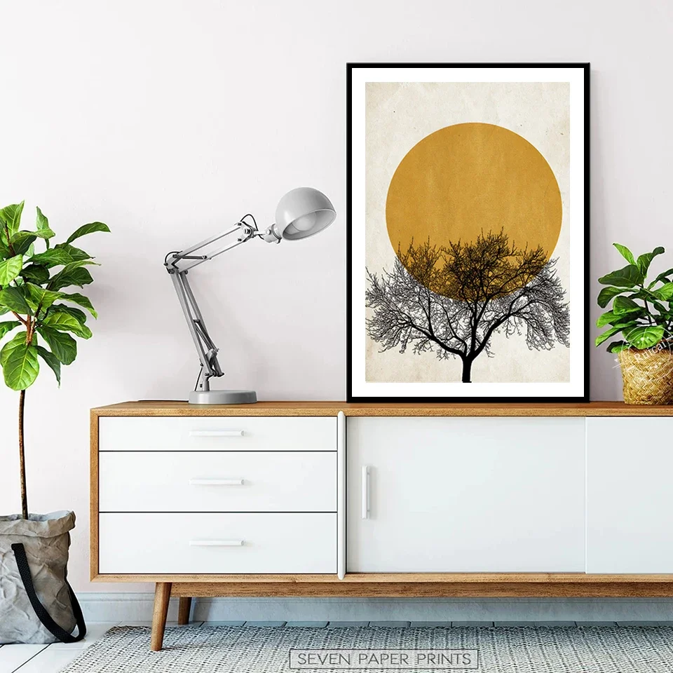

Nordic Winter Morning Sun Art Canvas Painting Simple Poster Prints Wall Picture For Living Room Home Decor