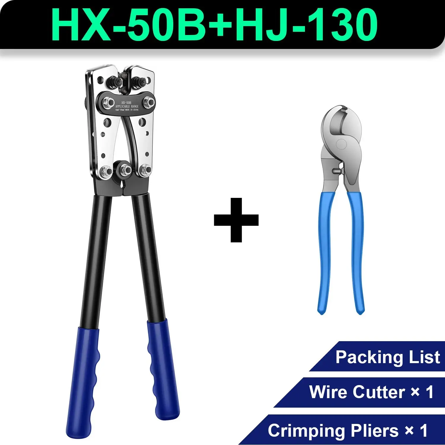 HX-50B 6-50mm2 Batterij Kabelschoen Krimptang Voor AWG 10-1/0 Zware Draadschoen Buis Terminal Crimper Hex Crimp Gereedschap Tang