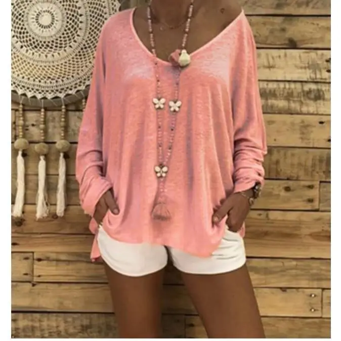 تي شيرت نسائي طويل مقاس كبير Sve تي شيرت Street Sle قطني اللون علوي مجموعة صيفية للسيدات Faion #2