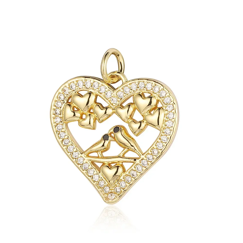 Family Heart Brass Cubic Zircon Stone Charms Love Lock Key Pendant for Bracelet Earring Necklace Making Wholesale