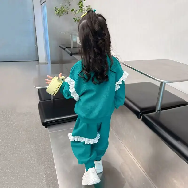 سانريو الخريف ملابس الطفل الدانتيل الديكور مجموعة طفل لطيف سينامورول المطبوعة الفتيات بلوزات البلوز بلوزات وسراويل 2 قطعة ملابس رياضية