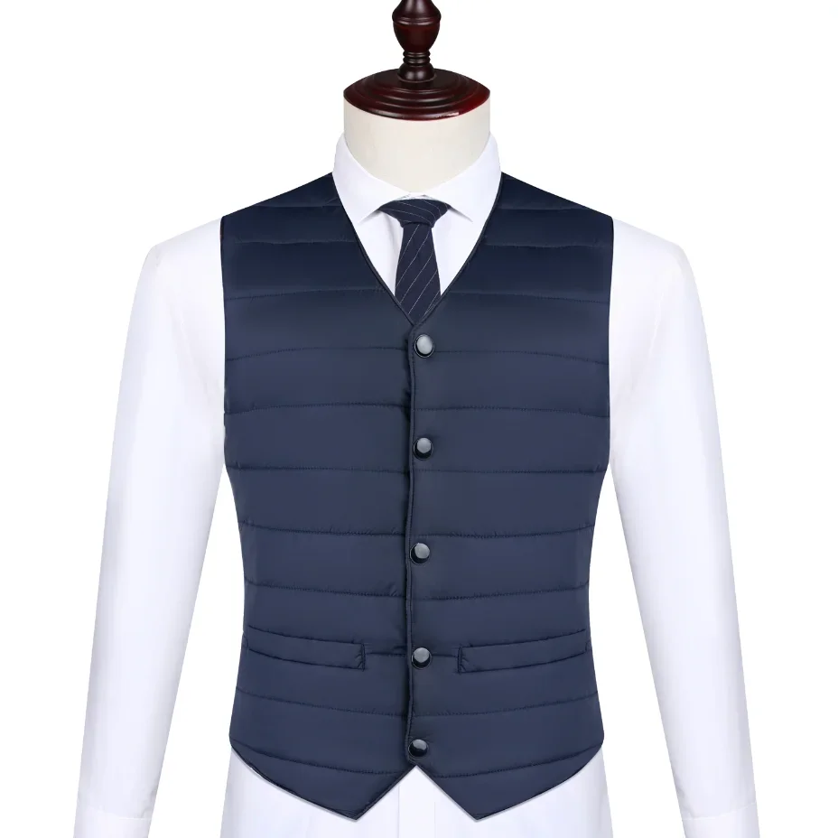 

2024 New Winter Men's Fashion Short Down Cotton Vests Male V-Neck Slim Sleeveless Jackets Men Solid Color Warm Gilet Coats D635