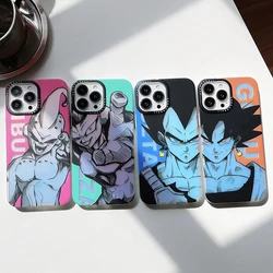Cute Cartoon Dragon Ball Goku Vegeta Anime Laser Phone Case For iPhone 16 15 14 13 12 11 Pro Max Couple Anti-drop Back Cover