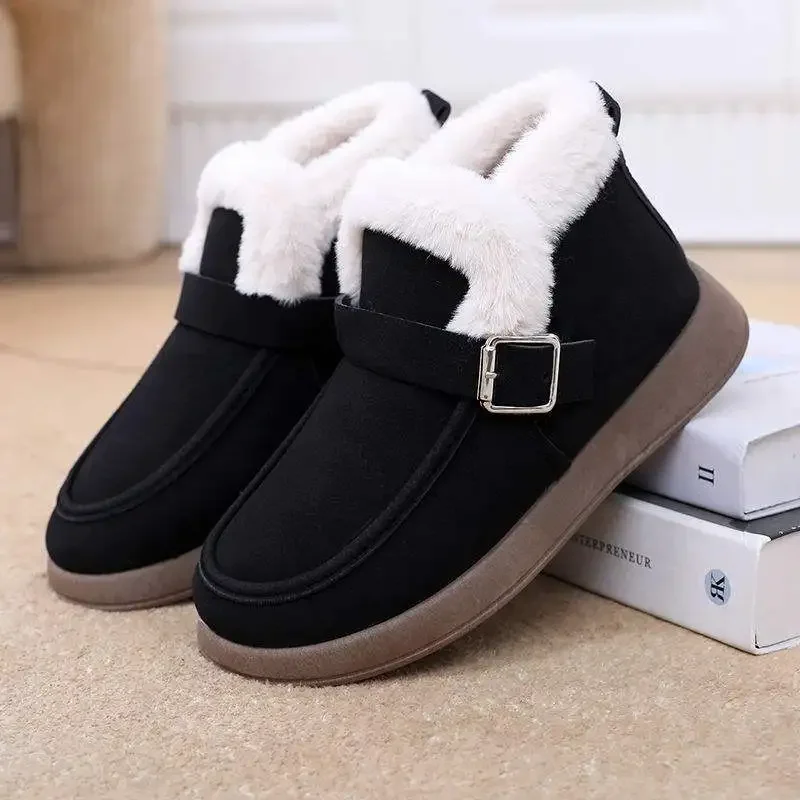أحذية نسائية شتوية سميكة مبطنة بالصوف أحذية ثلج رياضية كاجوال من القطن أحذية واسعة القدم أحذية قصيرة مريحة ودافئة #3