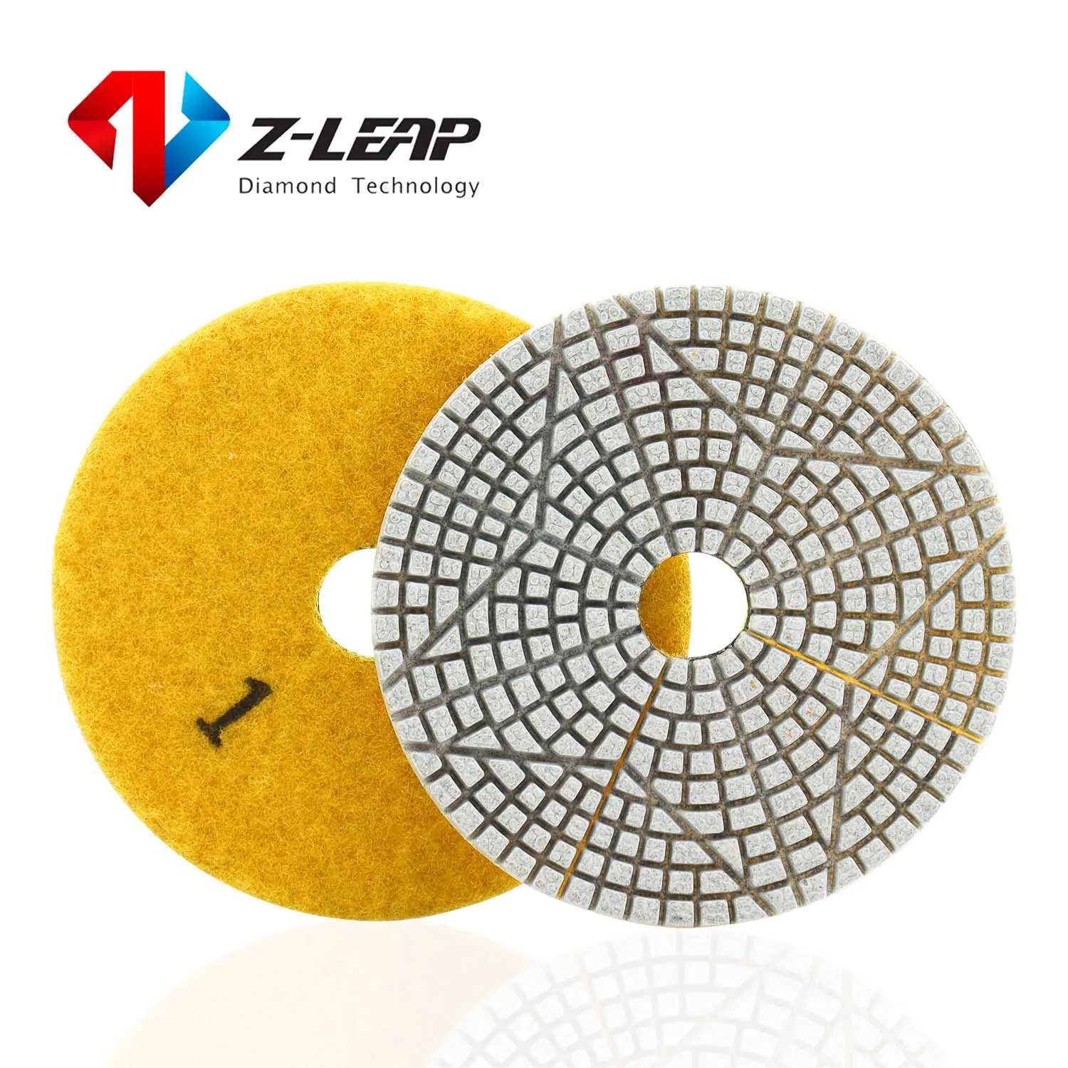 Z-LEAP4 Inch 3 Step Polishing Pads Flexible Diamond Wet Polishing Pads for Granite Marble Stone Grinding Disc 3Pcs