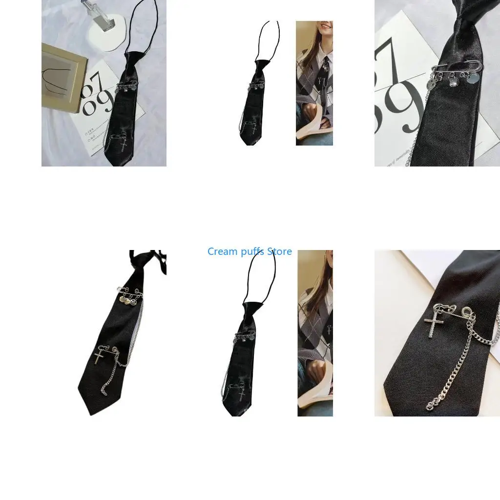 

50LE Metal Chain Neck Tie for School Uniform Necktie Sweet Simple Student Tie