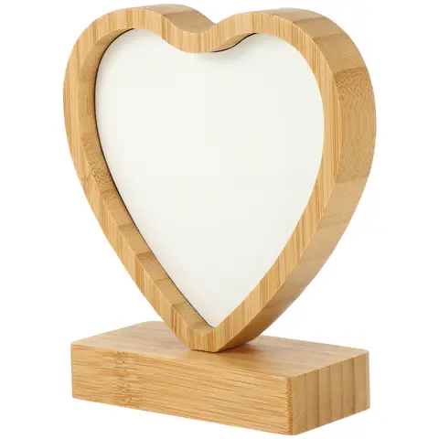 1pc Heart Shaped Photo Frame Decoration Magnetic Bamboo Holder For Home Desktop Display Durability Fashionable