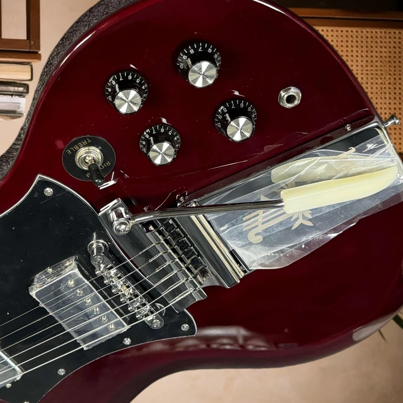 

Электрогитара SGS Dark Red Sound Strong с корпусом из красного дерева и грифом из палисандра, модель Retro 11, с мощным тембром, бесплатная доставка