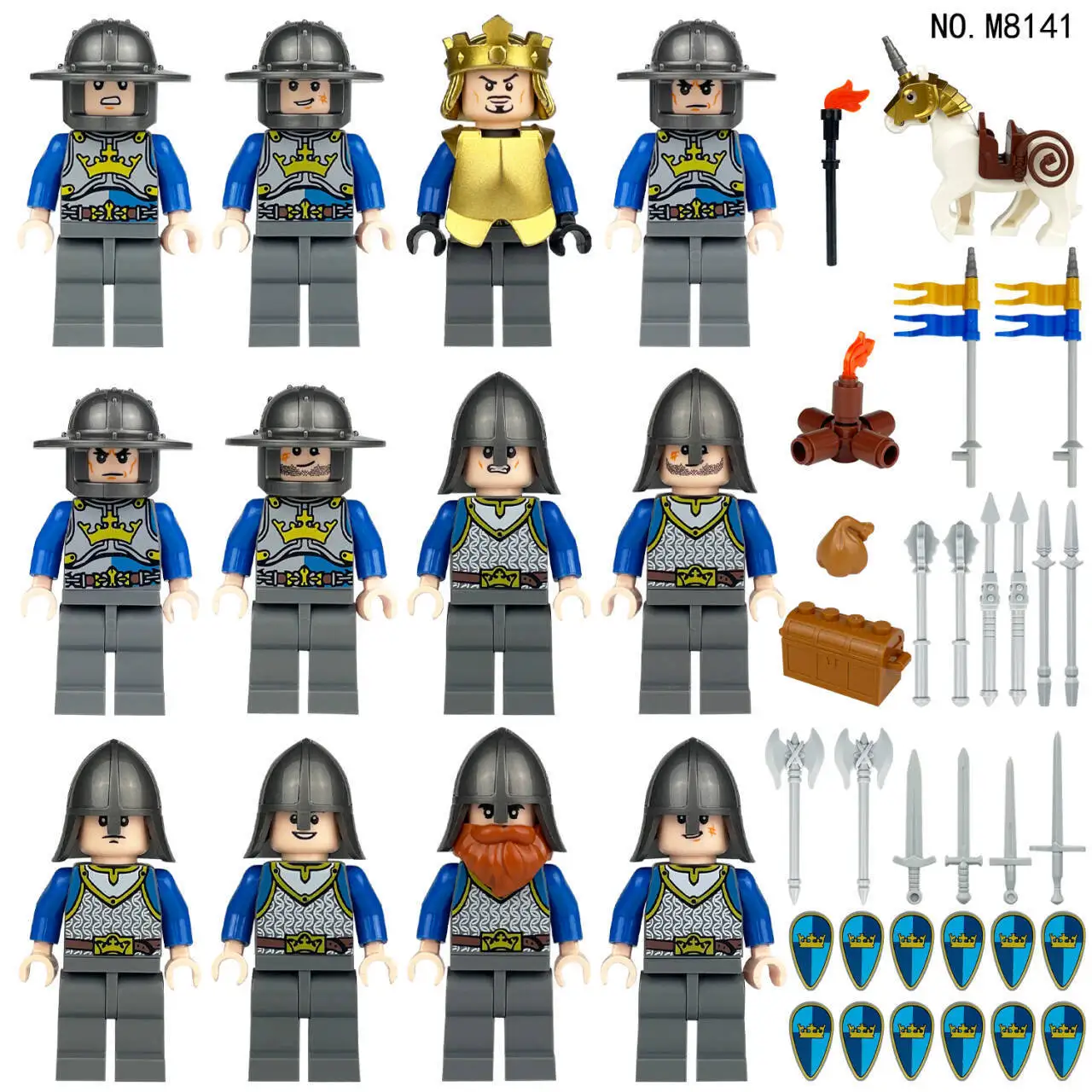 Drei Wikinger-Puppen, zusammengebaute kleine Partikel-Bausteine für Kinder, Spielzeug, antike Soldaten, 8170 Geschenke – Detail 6