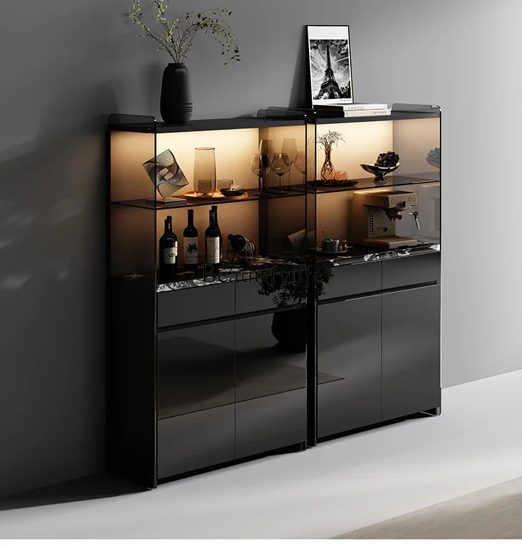 

LDItalian minimalist glass wine cabinet against the wall light luxury high-end side cabinet