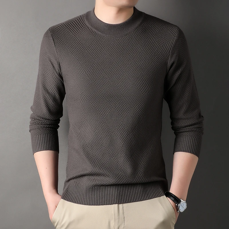 

New Thick Warm Sweater Men, Winter Rhombus Jacquard Sweater, Elegant Men's Clothing O-Collar Sweater Loose Plus Size M-4XL