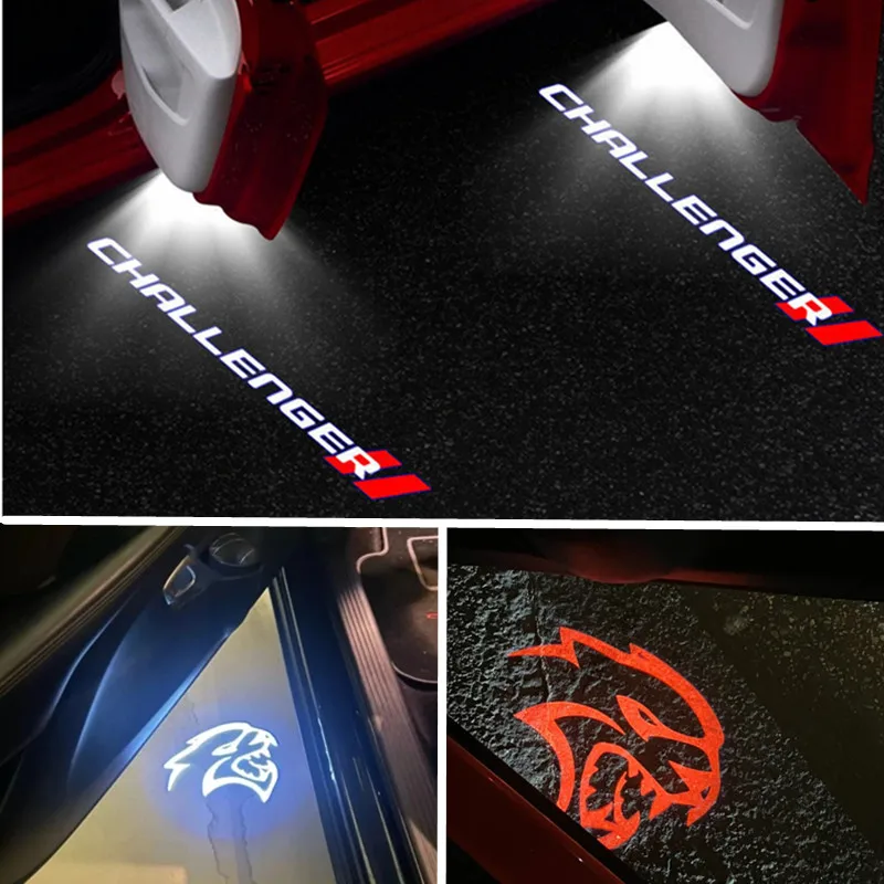 2pcs Car Door Light Projector Welcome Light For Dodge Challenger 2008-2019 SRT Demon 2013-2019 Car Accesorios Logo Light view 3