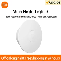 Original XIAOMI Mijia Night Light 3 Adjustable Brightness Infrared Smart Human Body Sensor Magnetic Base For Smart Home Life