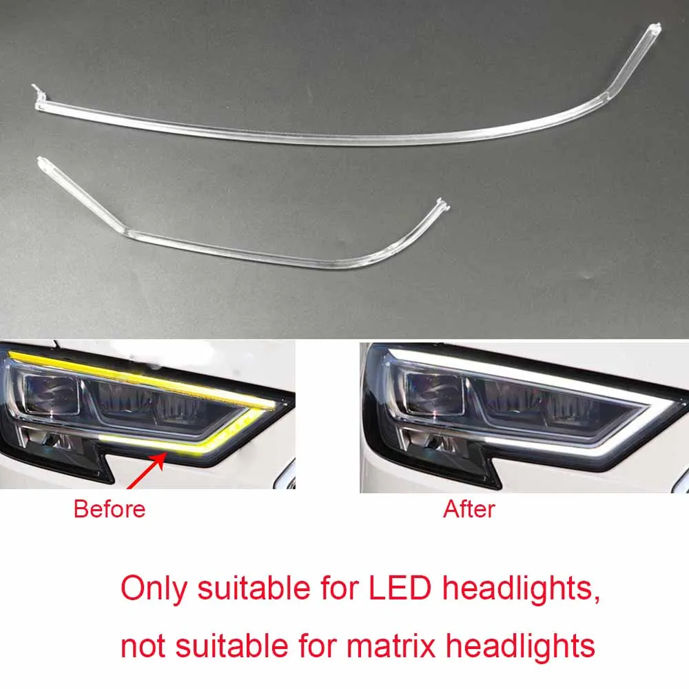 

Non Matrix LED Headlight Daytime Running Light Guide Plate For AUDI A3 2017-2019 LED DRL Angel Eye White Light Guide Tube