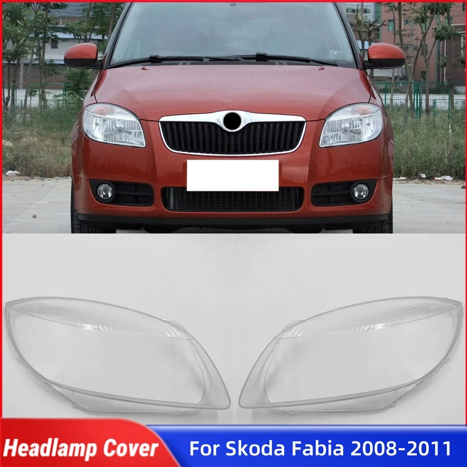 For Skoda Fabia 2008 2009 2010 2011Car Products Front Lamp Glass Glass Lamp Shell Car Front Headlight Lens Cover Lights Shell