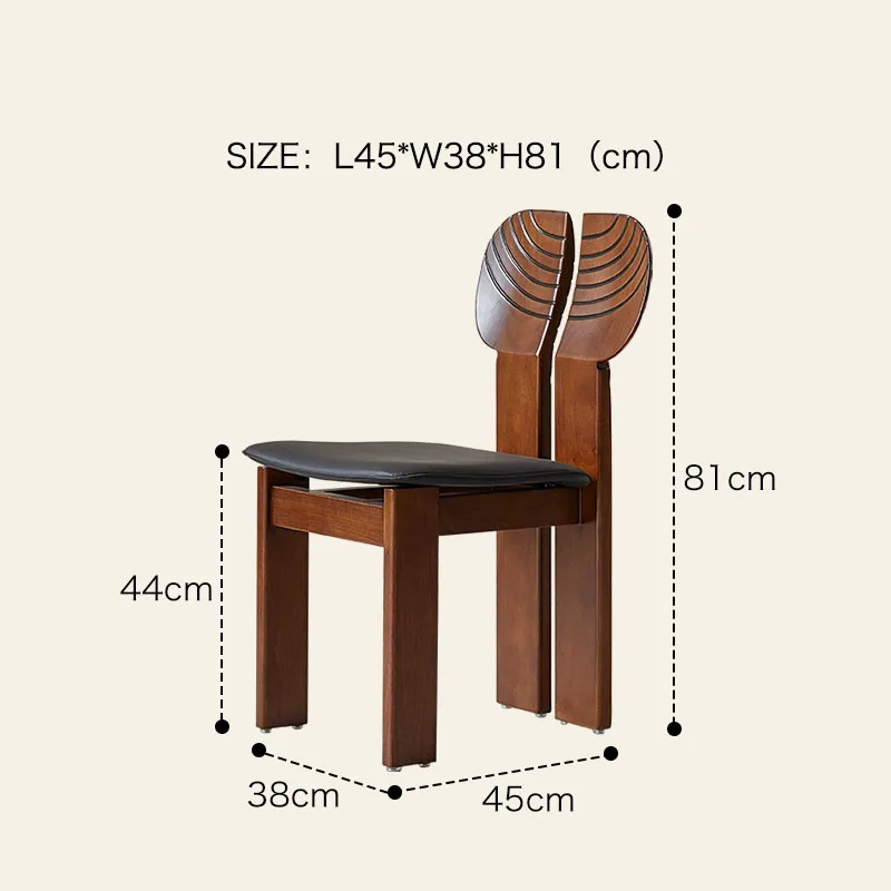 Chinese Retro Style Dining Room Chair Creative Furniture Leather Seat Light Luxury Back-Rest Chair Dining Room Solid Wood Chair