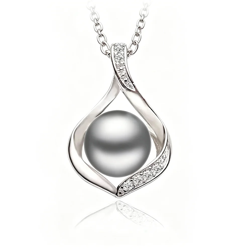 Real Natural Freshwater Pearl Pendant Woman,925 Silver Pearl Pendant On The Neck Wife Mother Birthday Gift White Black