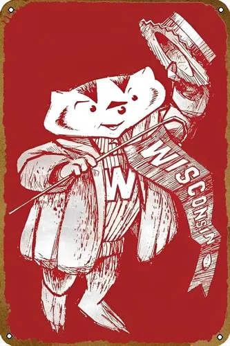 1967 VINTAGE WISCONSIN BADGER ART poster Metal Tin Signs Modern Wall Decor