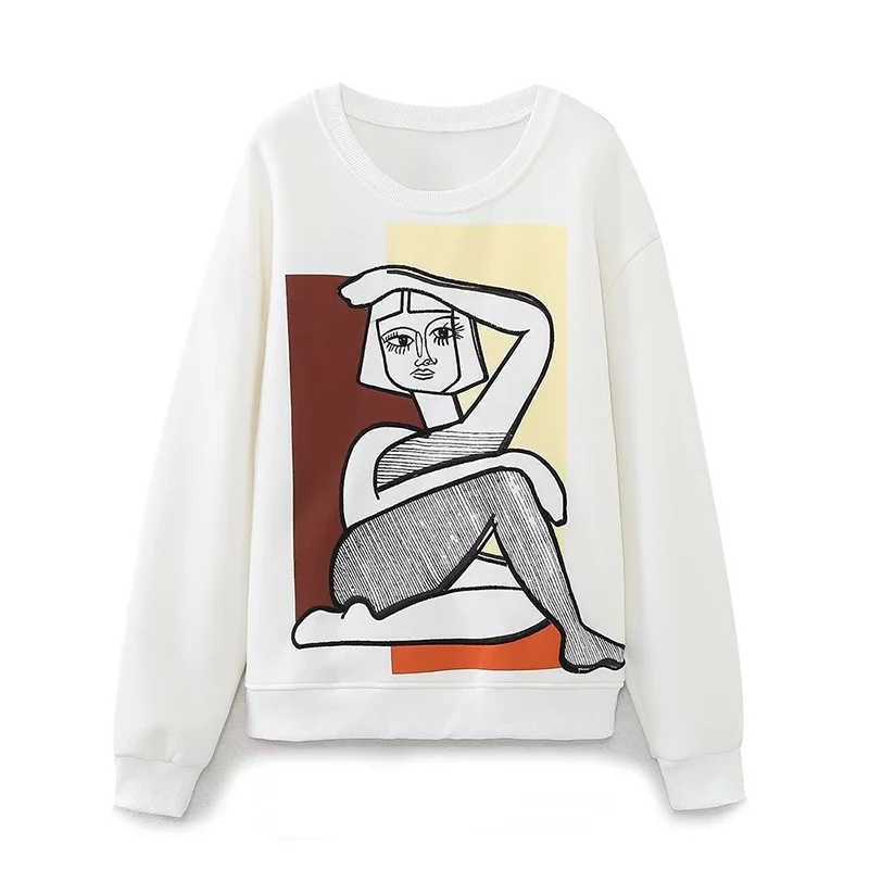 

New Autumn Women Long Sleeve O Neck Embroidery Girl Casual Pullover Sweatshirt