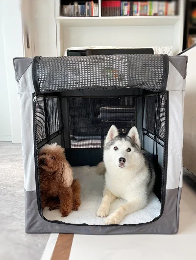 Portable Foldable Pet Car Carrier Outdoor Camping Crate for Large Dogs for Travel and Pets on the Go!