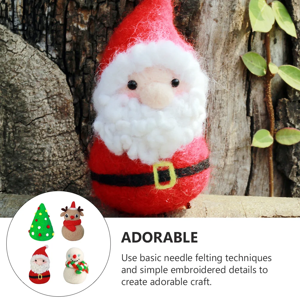

NOLITOY 4 Sets Christmas Felt Wool Needle Felting Kits Santa Animal Craft Supplies