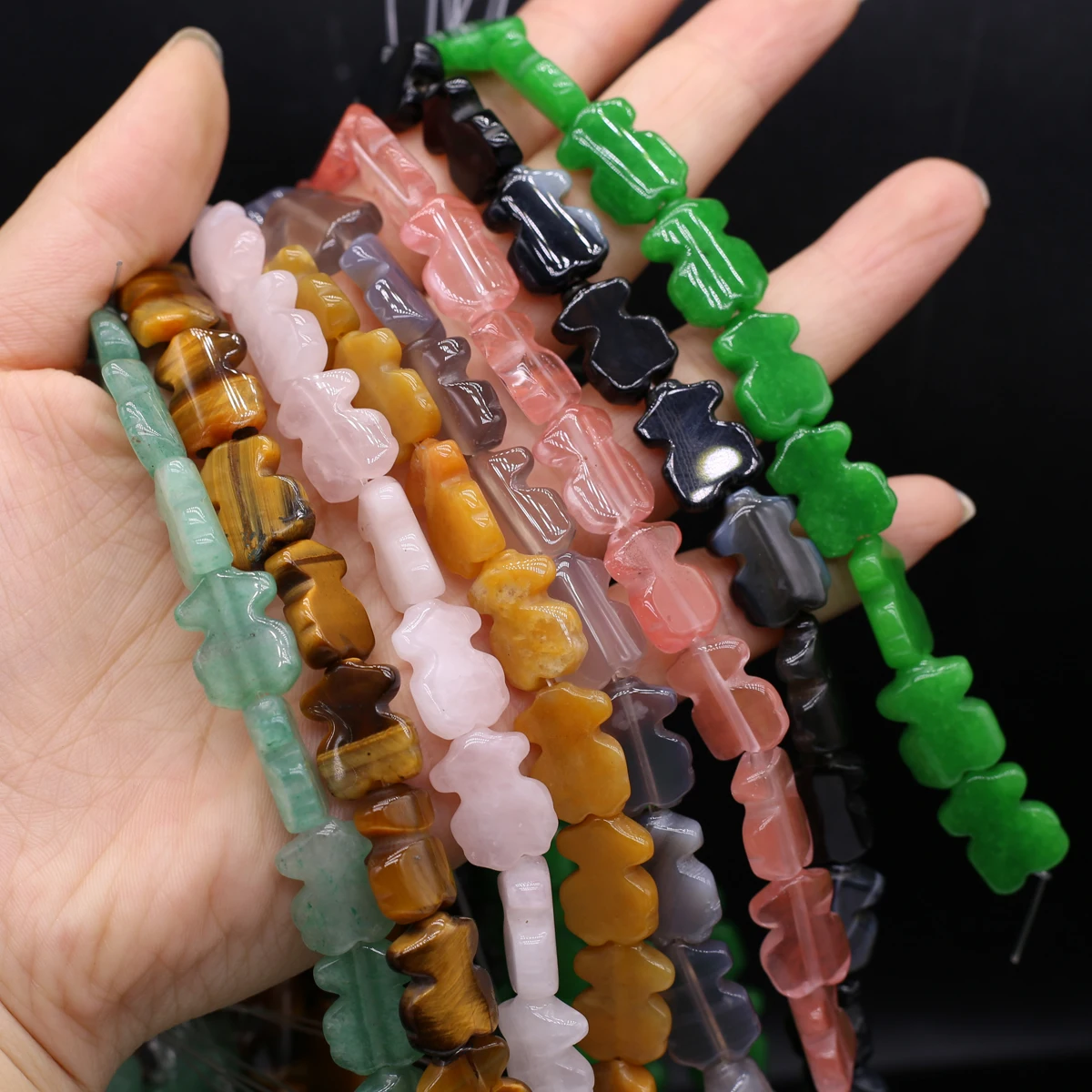 Natural Stone Shaped Beads Beaded Gemstone Delicate Hand Carved Gift Couple 12x15mm for Jewelry Making DIY Necklace 20cm