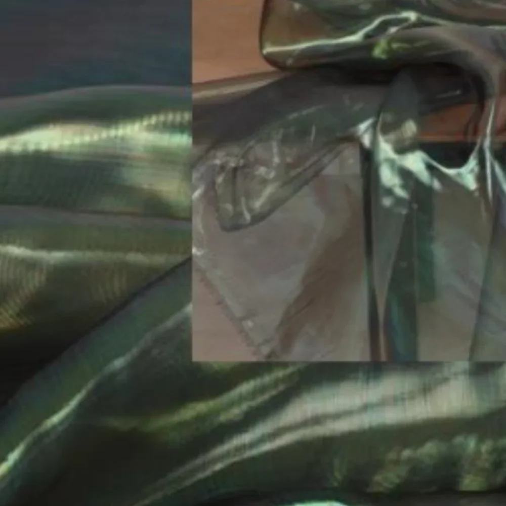 

Laser Colorful Organza Fabric Transparent Lightweight Wedding Dress Stage Performance Clothing Fashion Designer for Sewing Cloth