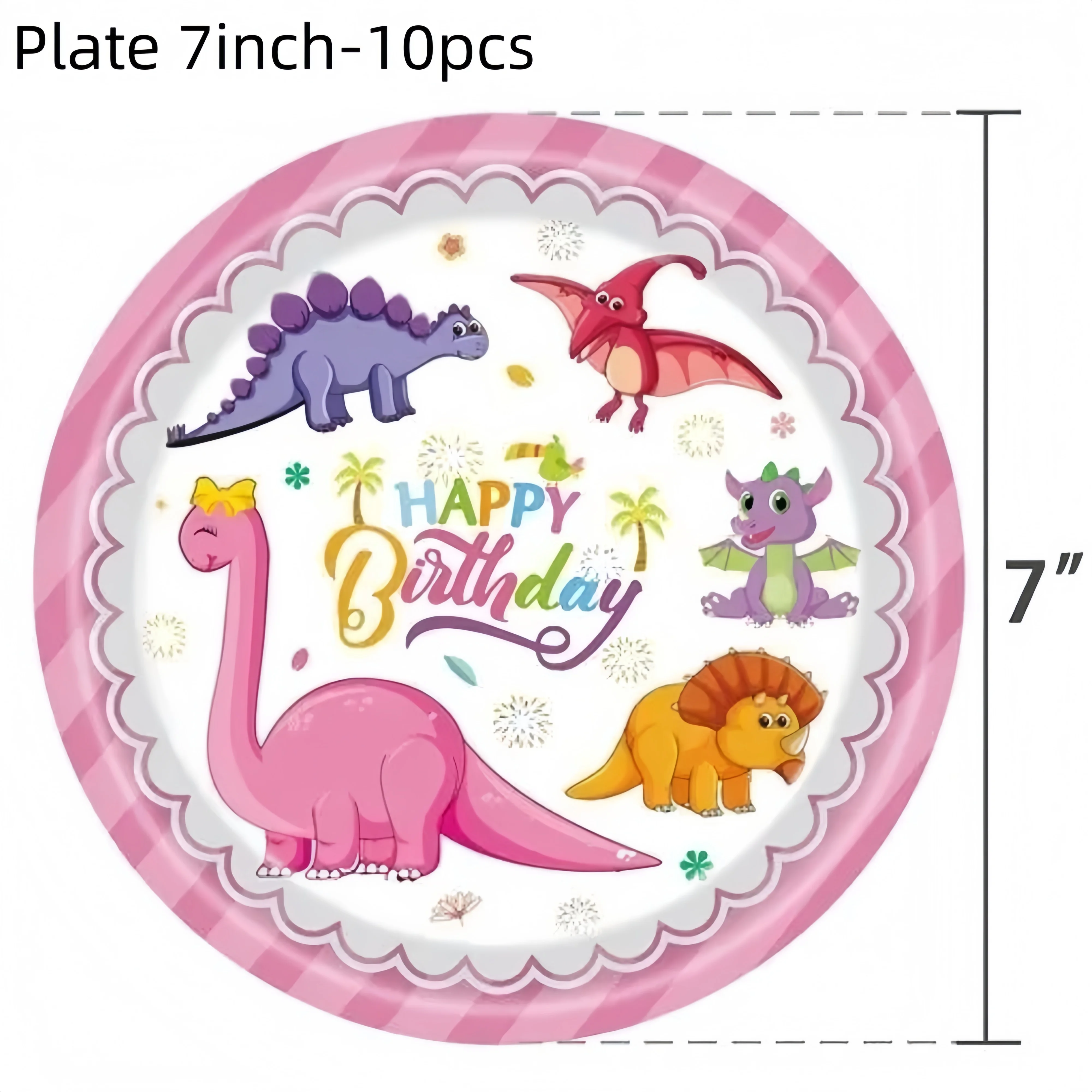 Rosa Dinosaurier Geburtstagsparty Dekorationen Geschirr Tasse Teller Serviette 3D Dinosaurier Ballon für Babyparty Zubehör Gastgeschenke – Detail 5