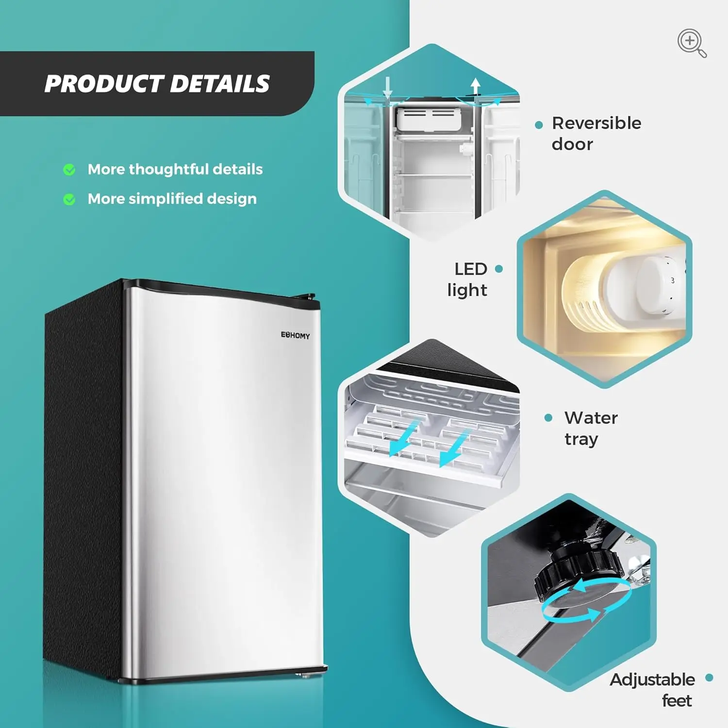 Ft Mini refrigerator with freezer, single-door compact, energy efficient, mini refrigerator with adjustable thermostat