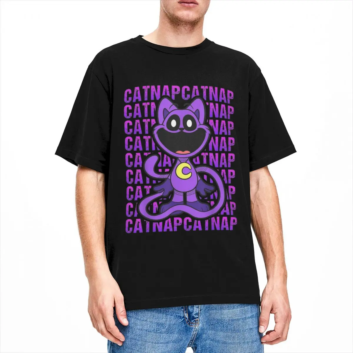 Men Women's Smiling Critters Catnap Shirt Merch Funny Cartoon 100% Cotton Tops Unique Short Sleeve Round Collar Tee Shirt Summer