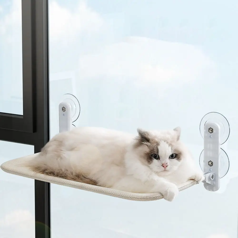Wall Mounted Suction Cup Cat Hammock Breathable Foldable Sunbathing Hanging Cat Bed Rectangular Removable Suspended Cat Nest