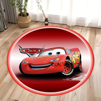 MINISO Cars Lightning McQueen Themed Circle Rug for Living Room Bedroom Floor Mat Childrens Room Nursery Play Area Carpet Gift
