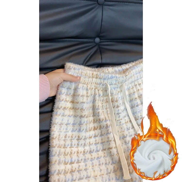 Thiened pantalones casuales de terciopelo para mujer Otoño Invierno 2025 nuevos pantalones de pierna ancha sueltos Lazy Sle efecto adelgazante coreano Sle