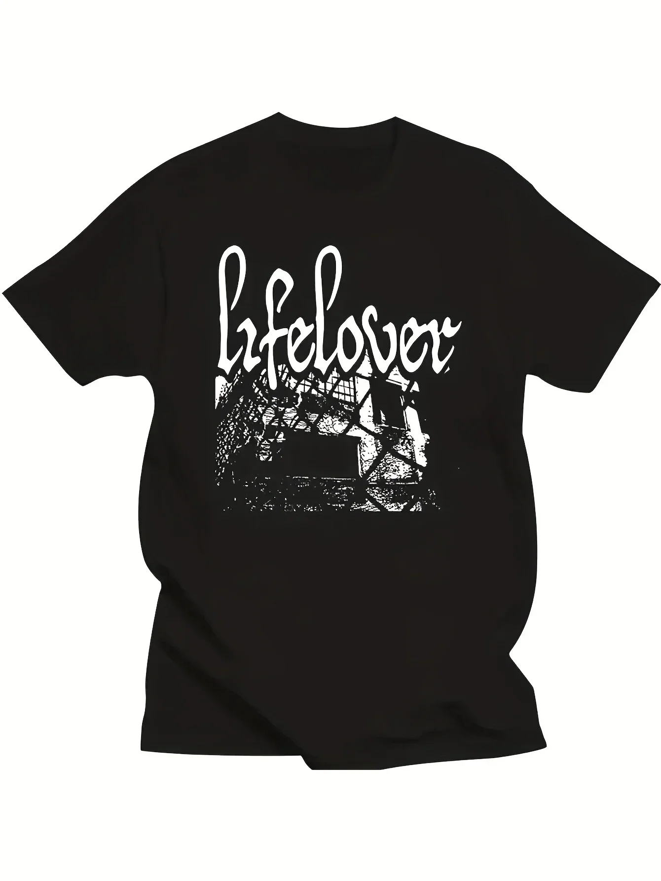 

Vtg LIFELOVER Band Heavy Cotton Black Full Size Unisex Shirt J420 Man Clothes Men's Summer Top T-Shirt Men Vintage