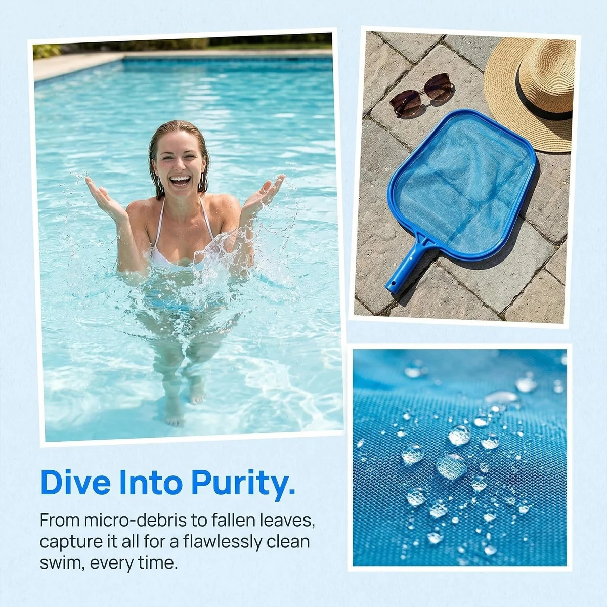 Pool Leaf Rake Net Skimmer Cleaning Tool Above-ground Robots Vacuum Cleaner Floating Swimming Pools Kit Hot view 3