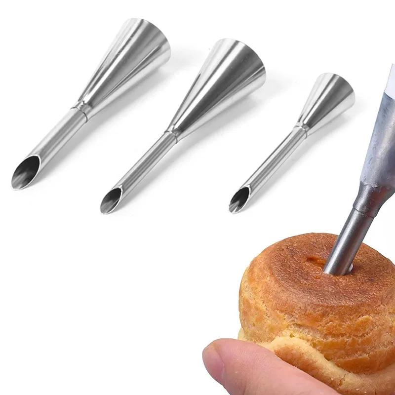 1pcs Stainless Steel Icing Piping Nozzle Cream Beak Puff Cream Injector Pastry Syringe Baking Cake Decor Tools