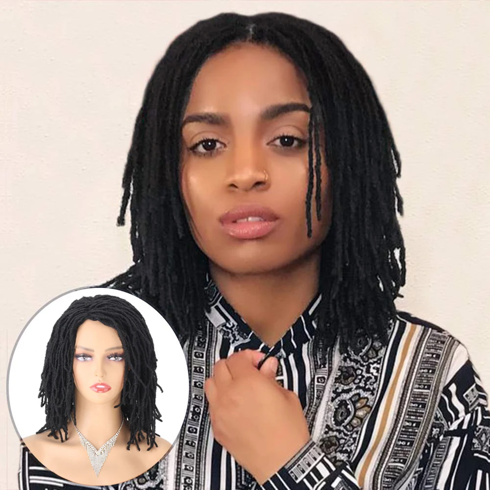 Peluca trenzada de 10 pulgadas para mujer, pelo rizado, negro degradado, rubio, rastas sintéticas africanas, pelo trenzado de ganchillo, corto