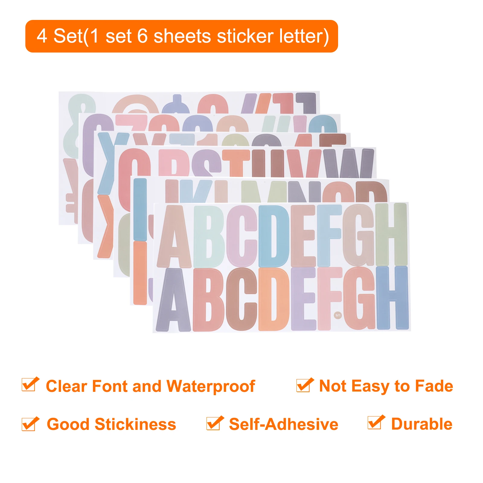 24Sheets Letter Stickers 2.5 Inch Morandi Self-Adhesive Vinyl Alphabet Number Stickers for Art Making Gift Cards Notebook Decals