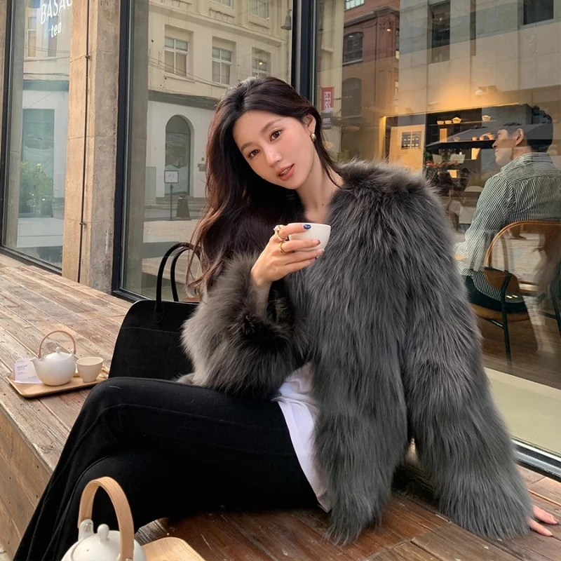 YOLANFAIRY معطف فرو الثعلب الحقيقي امرأة فاخرة الشتاء الراقية الخامس الرقبة الشباب التنقل الدفء سيدة الطبيعية كله الثعلب الفراء سترة2025 #5