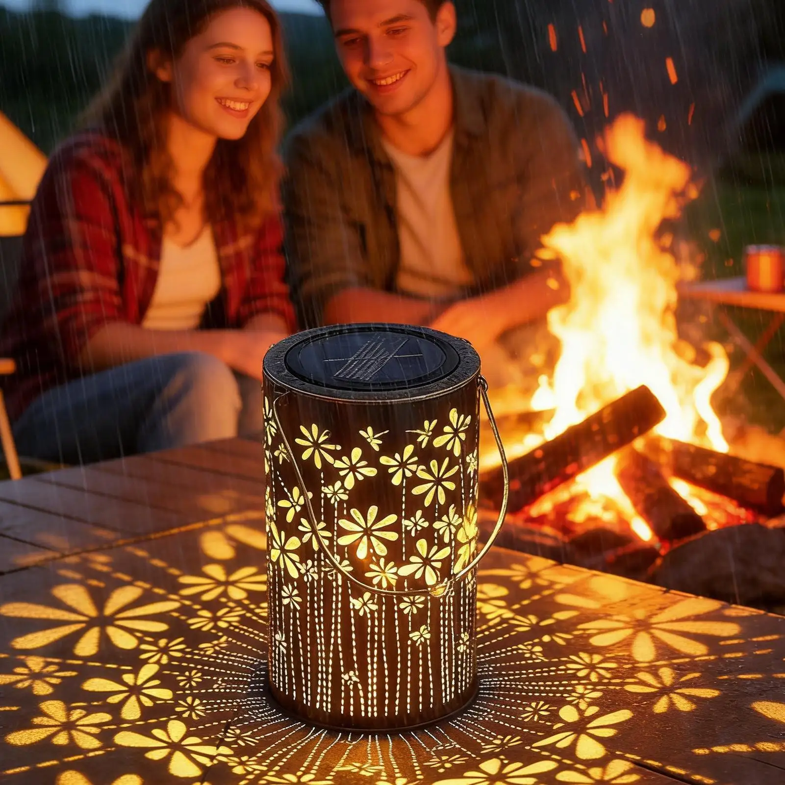 Outdoor Solar Lanterns Decorative Colorful Metal Flower Lights Solar Lights Outdoor Pathway For Yard Outside Path Landscape