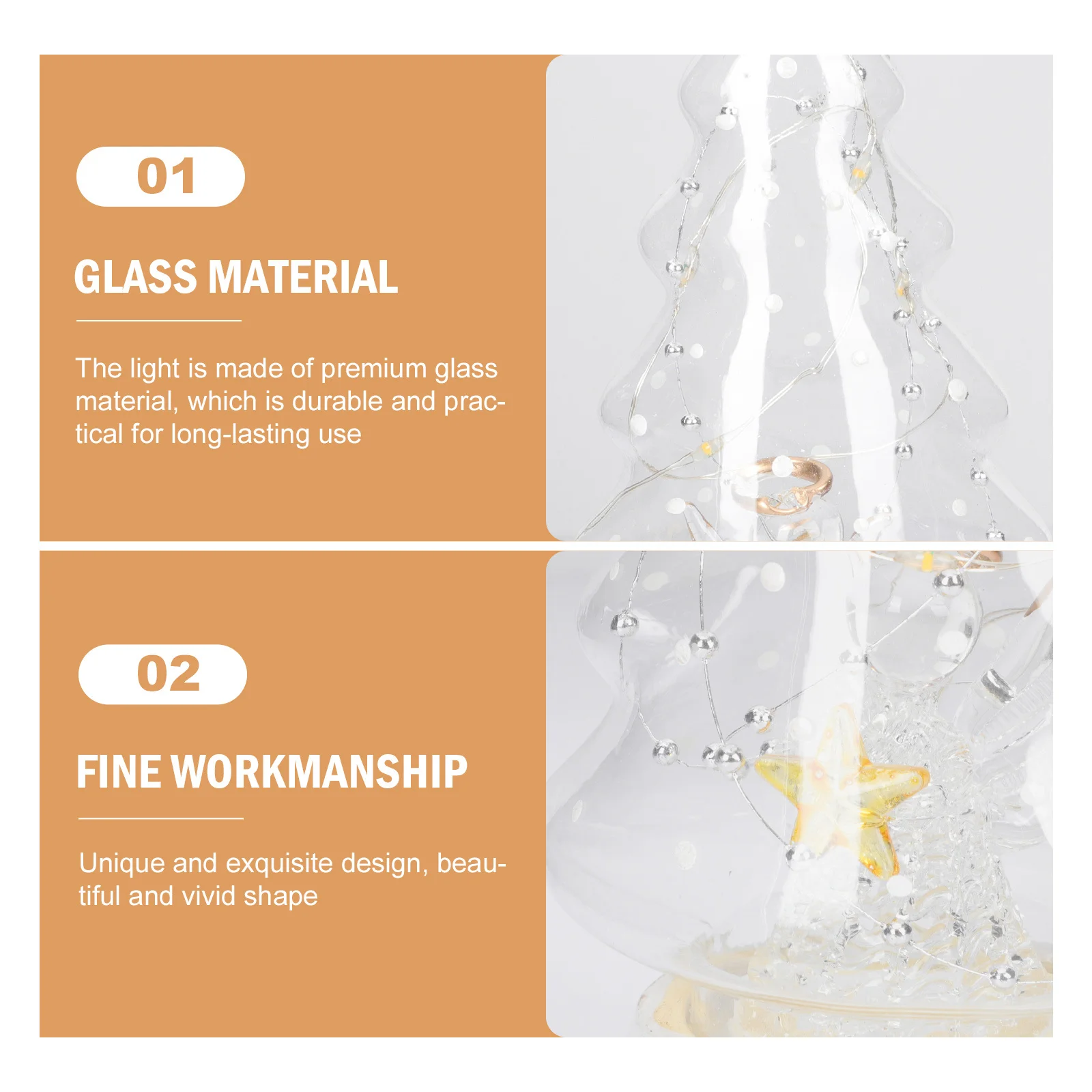 

Christmas Ornament Led Night Light Desktop Small Lamp Glass Table White Decorative